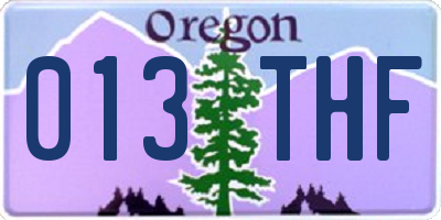 OR license plate 013THF