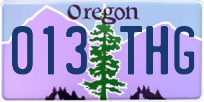 OR license plate 013THG