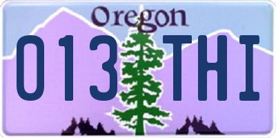 OR license plate 013THI
