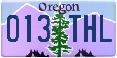 OR license plate 013THL
