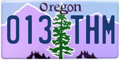OR license plate 013THM