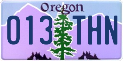 OR license plate 013THN