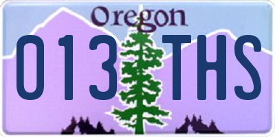 OR license plate 013THS