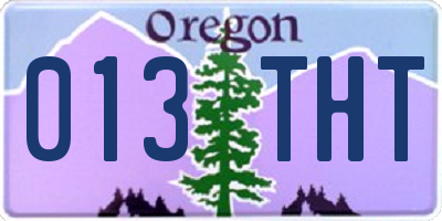OR license plate 013THT