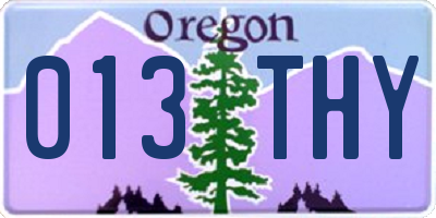 OR license plate 013THY