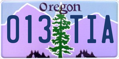OR license plate 013TIA