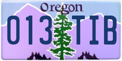 OR license plate 013TIB