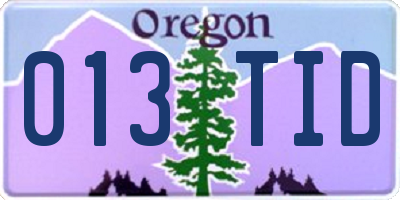 OR license plate 013TID
