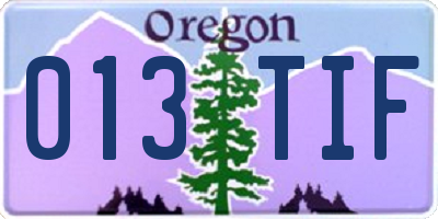 OR license plate 013TIF