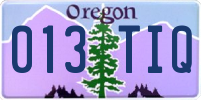 OR license plate 013TIQ