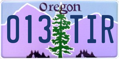 OR license plate 013TIR