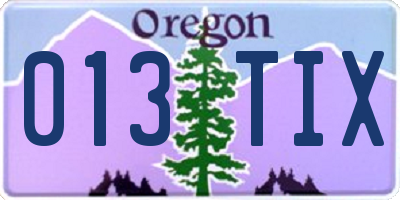 OR license plate 013TIX