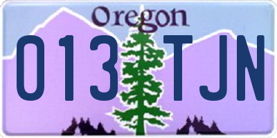 OR license plate 013TJN