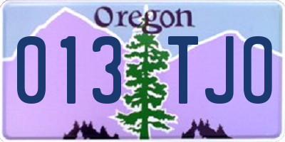 OR license plate 013TJO