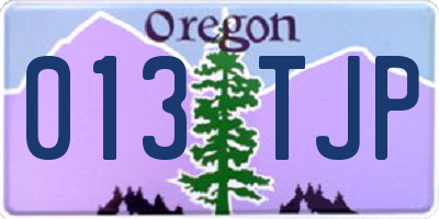 OR license plate 013TJP