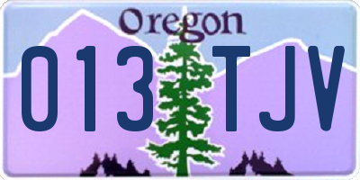 OR license plate 013TJV