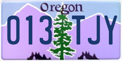 OR license plate 013TJY