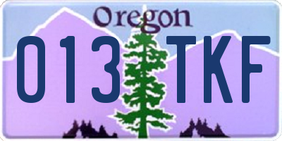 OR license plate 013TKF