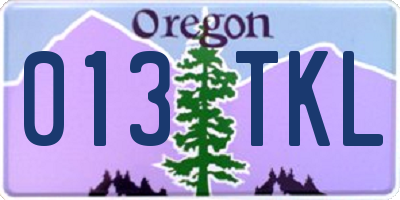 OR license plate 013TKL