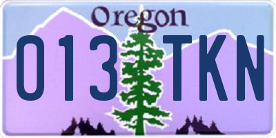 OR license plate 013TKN