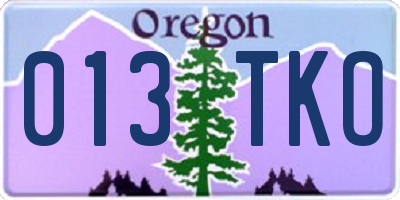 OR license plate 013TKO