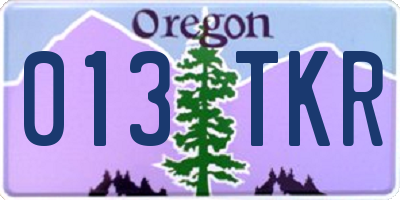 OR license plate 013TKR