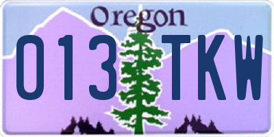 OR license plate 013TKW