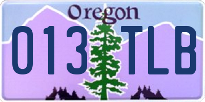 OR license plate 013TLB
