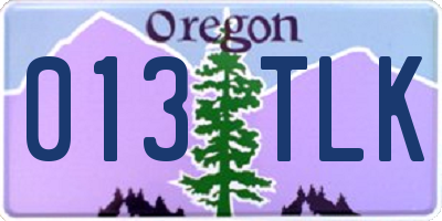 OR license plate 013TLK