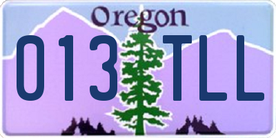 OR license plate 013TLL