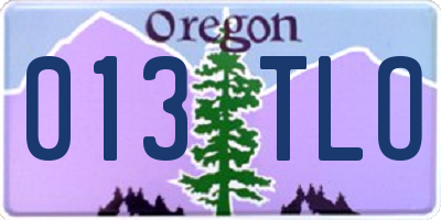 OR license plate 013TLO
