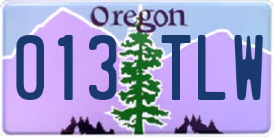 OR license plate 013TLW
