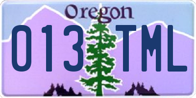 OR license plate 013TML