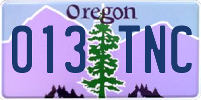 OR license plate 013TNC
