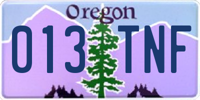 OR license plate 013TNF