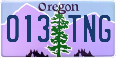 OR license plate 013TNG