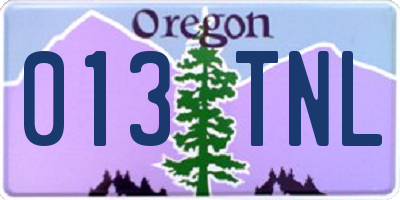 OR license plate 013TNL