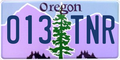 OR license plate 013TNR