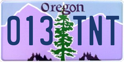 OR license plate 013TNT