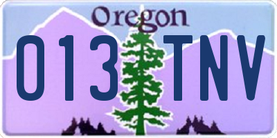 OR license plate 013TNV