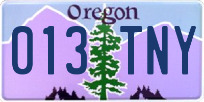 OR license plate 013TNY