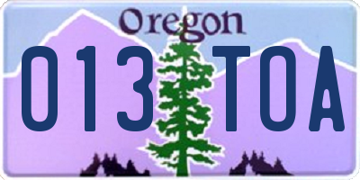 OR license plate 013TOA