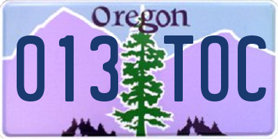 OR license plate 013TOC
