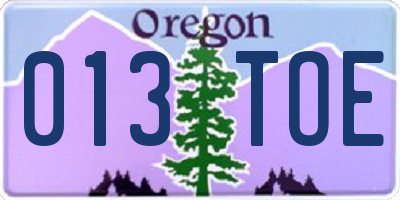 OR license plate 013TOE