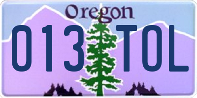 OR license plate 013TOL