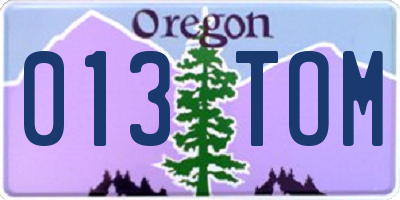 OR license plate 013TOM
