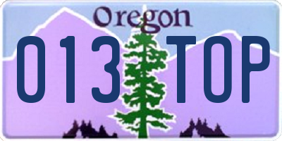 OR license plate 013TOP