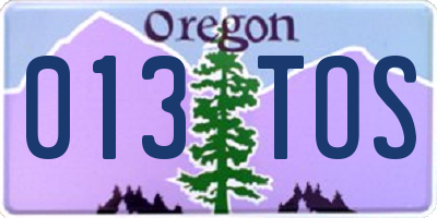 OR license plate 013TOS