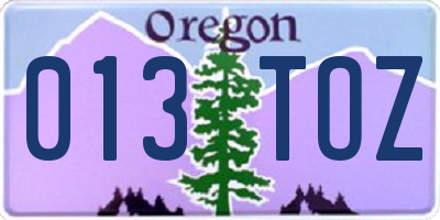 OR license plate 013TOZ