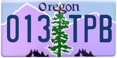 OR license plate 013TPB